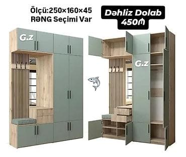 5 qapı, Güzgülü, Rəngli, Digər material, Açılan, Düz dolab