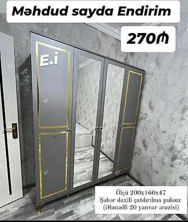 4 qapılı dolab yep yeni 270 azn rəng seçimi var çatdırılma var at lalafo.az 4 qapılı dolab yep yeni 270 azn rəng seçimi var çatdırılma var