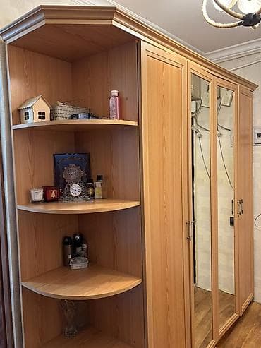 kunc rəf: Künc rəfli 4 qapılı şkaf - Material: ağac naxışlı laminat/MDФ (isti — 1