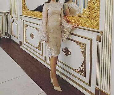 Zərif güpürlü don Təzə kimidir, 1 dəfə geyinilib - Rəng: şampan/bej