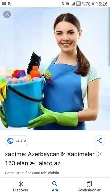 yarım gün ütü işi: Salam Ev temizlikine gedirem 22 yasm var Unvan sumqayit.mazasir — 1