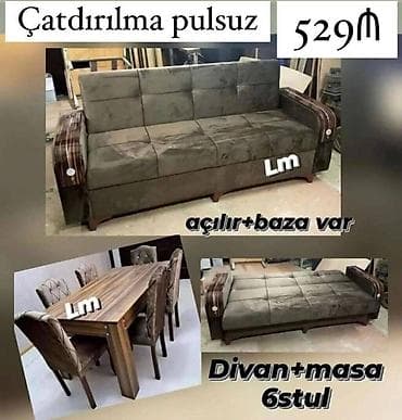 Divan + Masa dəsti Sifarişlə hazırlanır Dəst qiyməti: 529₼ Divan: 2.10