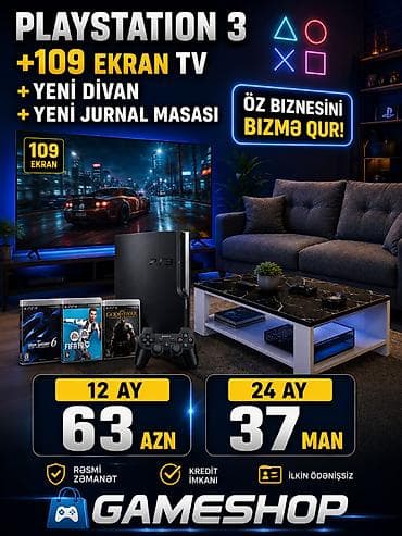 ps4 kreditle: PlayStation 3 paketi – tam oyun guşəsi - 109 ekran TV - Yeni divan - — 1
