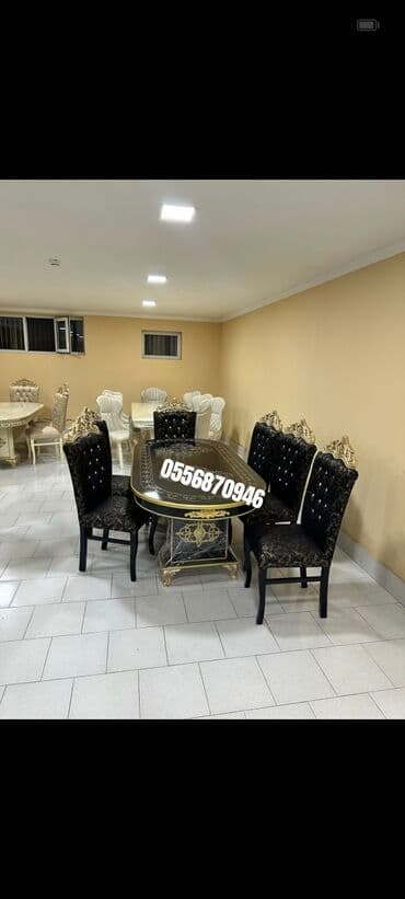 ders masaları: Qonaq otağı üçün, Yeni, Açılmayan, Dördbucaq masa, 6 stul — 3