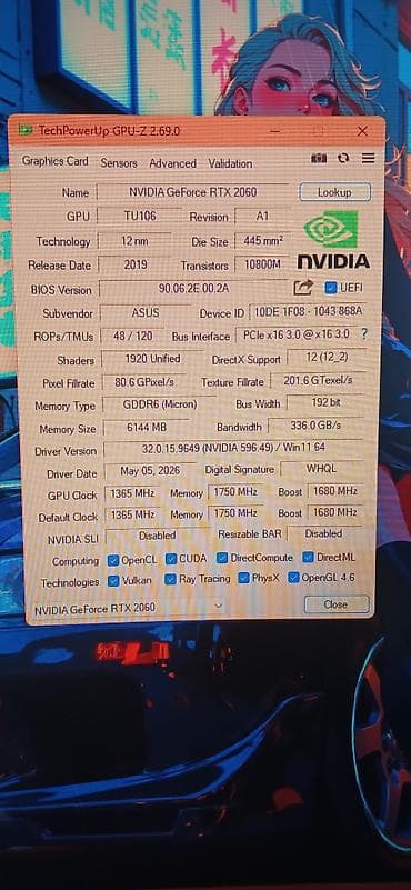 ps5 pro ikinci el: Videokart Asus GeForce RTX 2060, 6 GB, İşlənmiş — 4