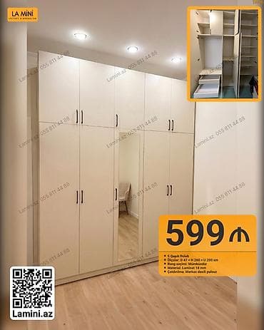 5 qapılı dolab – La Mini - Ölçülər: D 47 × H 260 × U 200 sm - Rəng