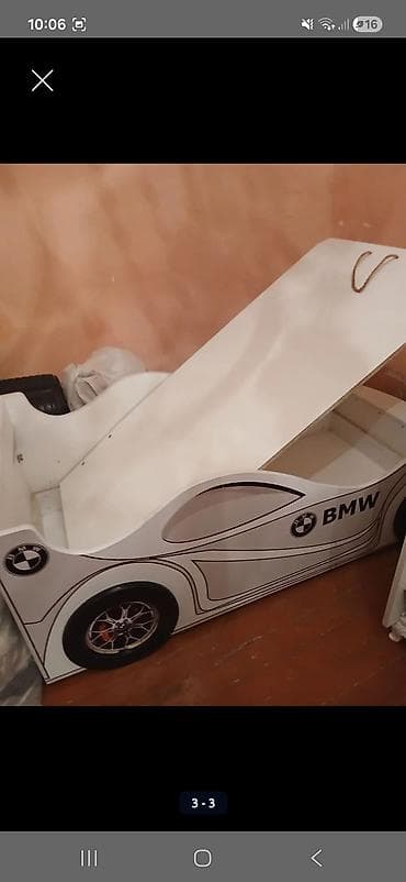 Uşaq mebeli: Uşaq çarpayısı – “avtomobil” dizaynı (BMW tematikası) real alıcıya — 1
