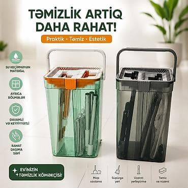 pol silən paspas: Çoxfunksiyalı mop və aksesuarlar üçün təşkilatçı vedrə - Təmizlik — 1