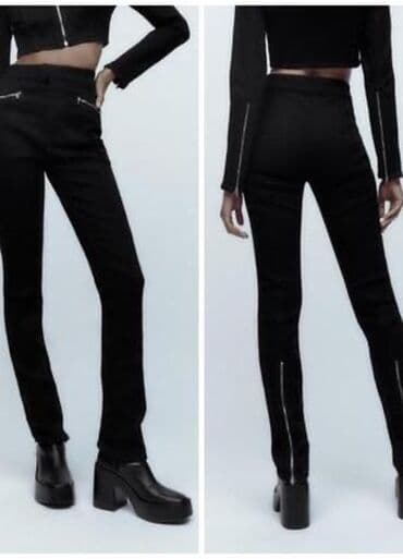 roller uşaq rolikləri: Zara yan cibləri ve arxa eteklerde zamok olan, dar, uzun qara cins — 7