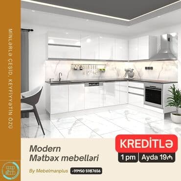 mermer pilleken: Sifarişlə mətbəx dəsti, Özü çəkən petlələr, Parlaq laminat, Kredit var, Pulsuz çatdırılma — 6