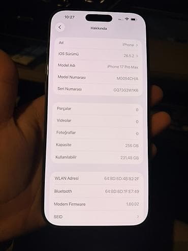 data modem: IPhone 17 Pro Max, 256 GB, Göy — 2