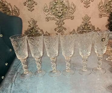 qab dəstləri: Qədəhlər, rəng - Ağ, Xrustal, 6 ədədli dəst, 200 ml, Polşa — 1