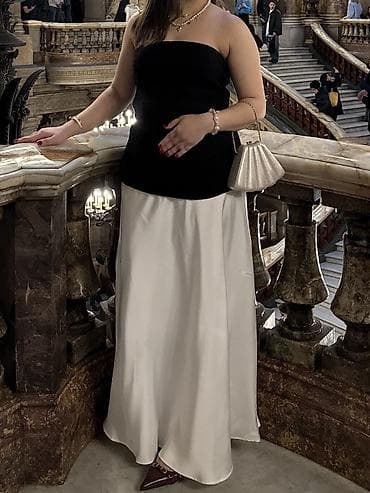 Zərif axşam dəsti – iki hissəli - Yuxarı hissə: Qara, strapless top