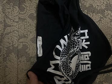 xari bulbul simvolu: Qara bandana krop top - Rəng: qara - Ön hissə: ağ çap – yin-yang — 3