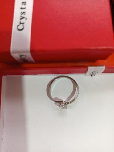 tek qaş üzüklər: Gümüş rəngli tek qas zərif üzük 7olcu 17razmer - Dizayn: Asimmetrik — 24