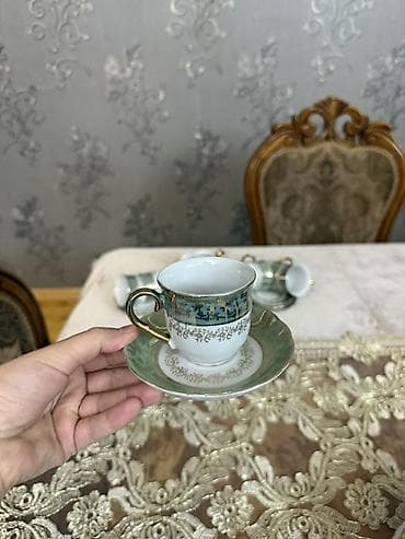 farfor fiqurları: Qəhvə dəsti, rəng - Yaşıl, Farfor, 6 nəfərlik — 2