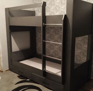 детские двухъярусные кровати бишкек: Для девочки и мальчика, Новый, Кровать, С матрасом, С выдвижными ящиками, Ламинат — 4