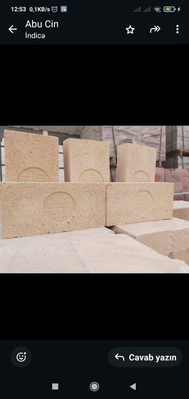 daslar: Şamot kərpic, yüksək temperatura davamlılıq tələb edən sobalar — 1