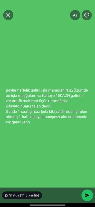 operator iş: Çağrı mərkəzi operatoru tələb olunur, Yalnız qadınlar üçün, İstənilən yaş, Təcrübəsiz, Həftəlik ödəniş — 1