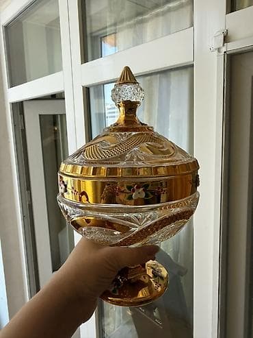 Qapaqlı bəzəkli şirniyyat qabı – HongLi Glass Ware - Material: qalın — 3
