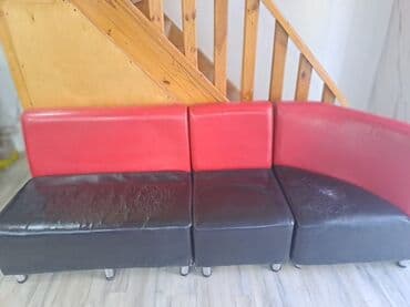 kunc divan metbex ucun: Modul künc oturacaq – 3 hissədən ibarət - Dizayn: qırmızı kürsü — 2