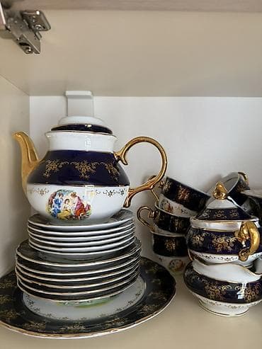 mis caydan: Çay dəsti, rəng - Göy, Farfor, 6 nəfərlik, Çexiya — 5