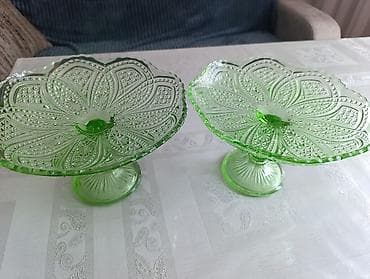 3 tortu: Tort və şiriniyyat qabı, rəng - Yaşıl, Şüşə — 2