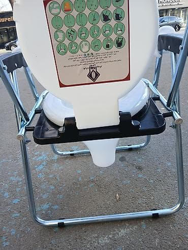 Xəstələr üçün unitazlar: Daşınan tualet stulu (komod stul) - Qatlanan metal karkas: yüngül və — 4