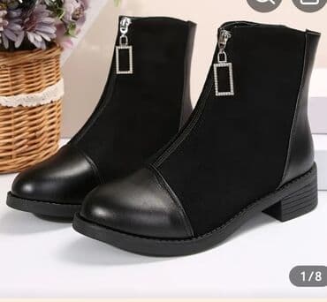 Женская обувь: Qadınlar üçün dəbli qara çəkmələr 1) Qısa model: - Material: ön və — 1