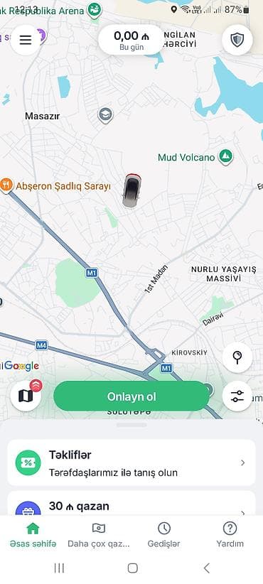 Taksi sürücüsü tələb olunur, Şəxsi nəqliyyat vasitəsi ilə, Gündəlik ödəniş
