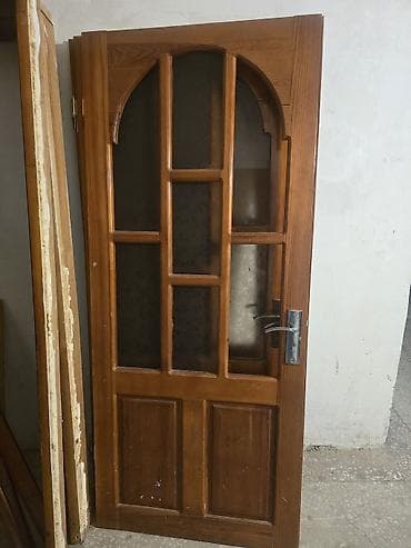 polluq taxta: Ağac qapı dəsti – şüşəli klassik dizayn 3 eded - Material: təbii ağac — 1