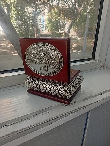 ev dekor: Taxta və metal işləməli dekorativ qutu - Material: Tünd qəhvəyi — 3