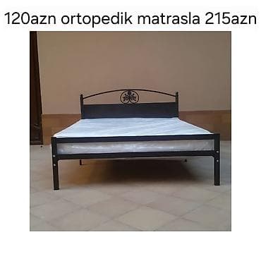 Metal çarpayı çərçivəsi + seçimli ortopedik matras - Klassik dizaynlı — 1