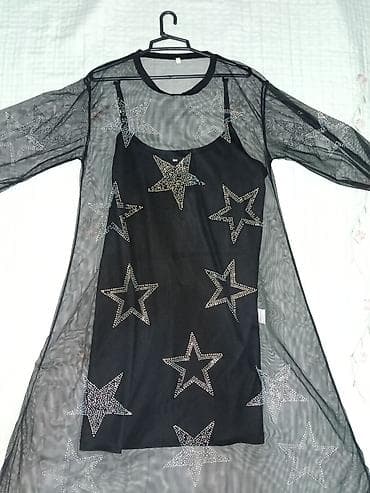 Qara mesh üst geyim + daxilində qara kombinezon dəsti - Model