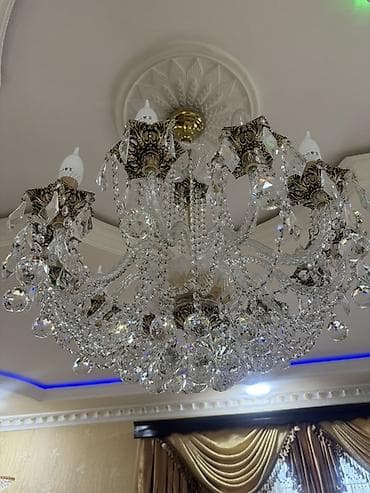 ucuz lüsturlar: Çılçıraq, 10 və daha çox lampa, Xrustal — 1