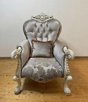 metbex olculeri: Klassik üslubda yumşaq mebel dəsti - Tərkib: 1 geniş divan + 2 ədəd — 3