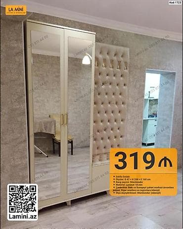Məhsul: Dəhliz dolabı (Kod: 1723) Xüsusiyyətlər: - Ölçülər: D 47 × H — 1