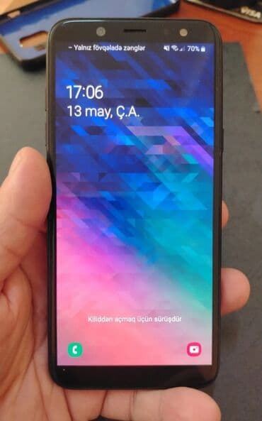 samsung a6 2018: Samsung Galaxy A6, 64 GB, rəng - Qara, Barmaq izi, İki sim kartlı, Face ID — 3