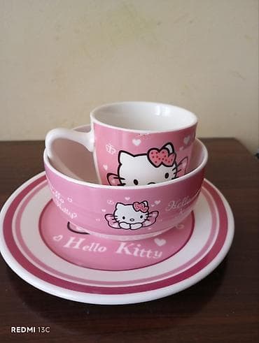 hello kitty oyuncaq: Nahar dəsti, rəng - Çəhrayı, Keramika — 4