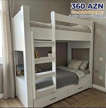 İki mərtəbəli çarpayı – 360 AZN Ölçülər: - En (D): 90 sm - Hündürlük
