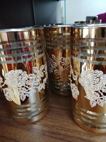 zerif cayi: Стаканы, цвет - Золотой, Стекло, Набор из 12 шт., Чехия — 3