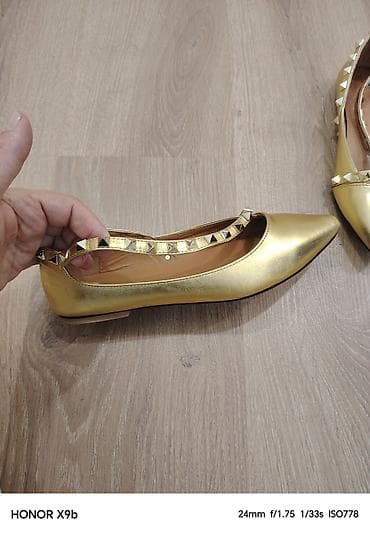 Сапоги: Балетки, Размер: 37, цвет - Золотой, Б/у — 4