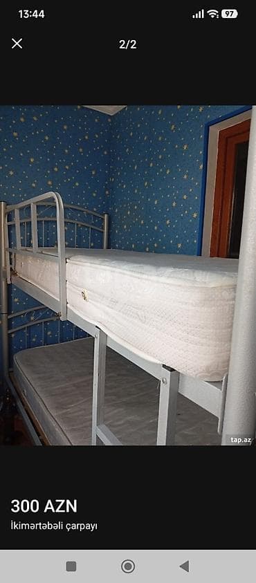 Oğlan və qız üçün, Çarpayı, Matras ilə, Siyirməsiz, Dəmir