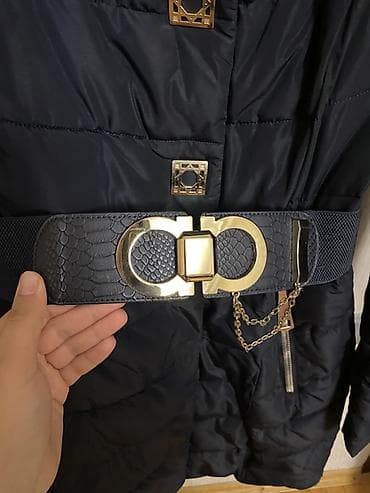 iç geyimi: 2 kəməri var Qadın qış paltosu – tünd göy rəngdə, beldən bağlamalı — 6