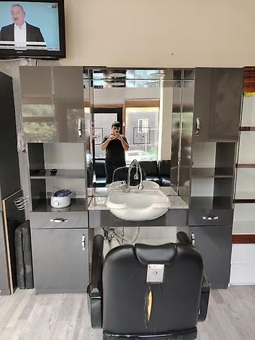 Peşəkar bərbər/posta yeri dəsti - Tam dəst: güzgülü bərbər konsolu