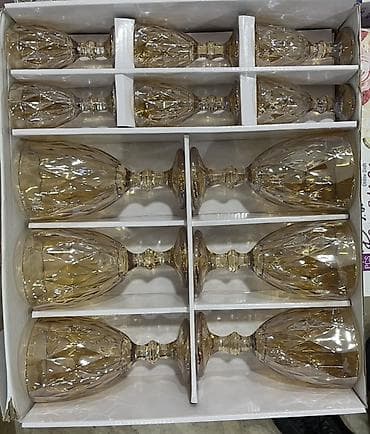 Qədəhlər, rəng - Qızılı, Şüşə, 6 ədədli dəst