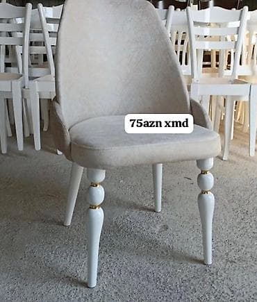 heyet ustolu: Masa otağı üçün yumşaq oturacaqlı stul. - Rəng: bej oturacaq, ağ — 1
