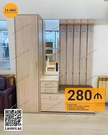 Dəhliz dolabı – La Mini - Material: laminat ağac teksturası -