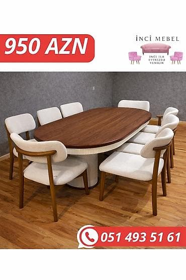 levent mebel: Qonaq otağı üçün, Yeni, Açılmayan, Oval masa, 8 stul — 1