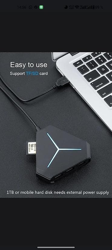 fləş kart: USB 3.0 çoxfunksiyalı HUB və kart oxuyucu • Üçbucaqlı dizaynlı kompakt — 3